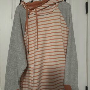 Striped Hoodie with Gray Sleeves